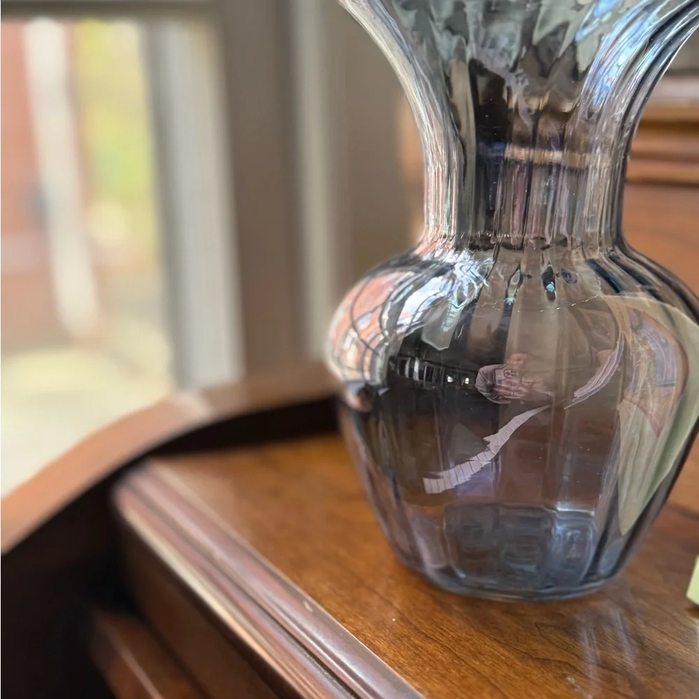 Vintage Glass Vase - Translucent Blue Gray